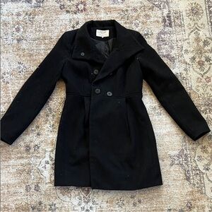 Zara Trafaluc Black Double Breasted Mid-Length Coat